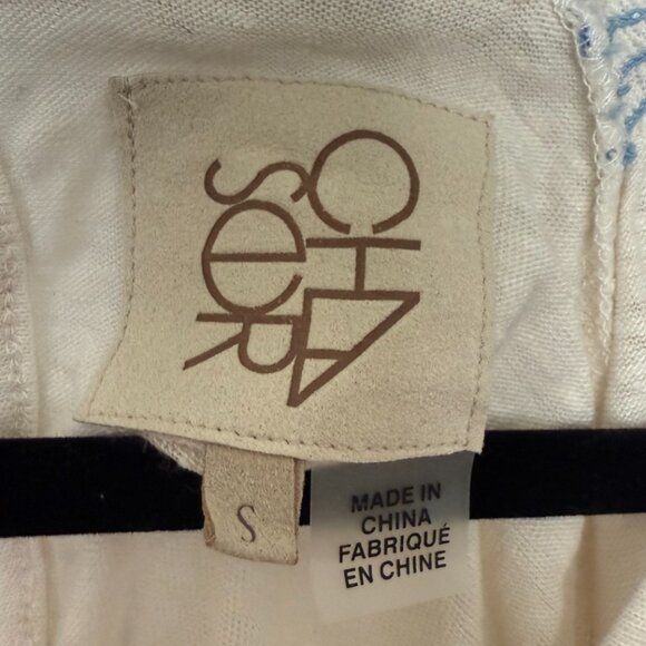 Chaser Cream Boho Baby Doll Quarter Sleeve V-Neck Flowy Top - Small - Picture 3 of 4